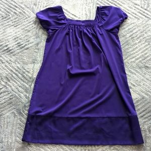Daisy Fuentes Deep Purple Short-Sleeve Square Neck Mini Dress